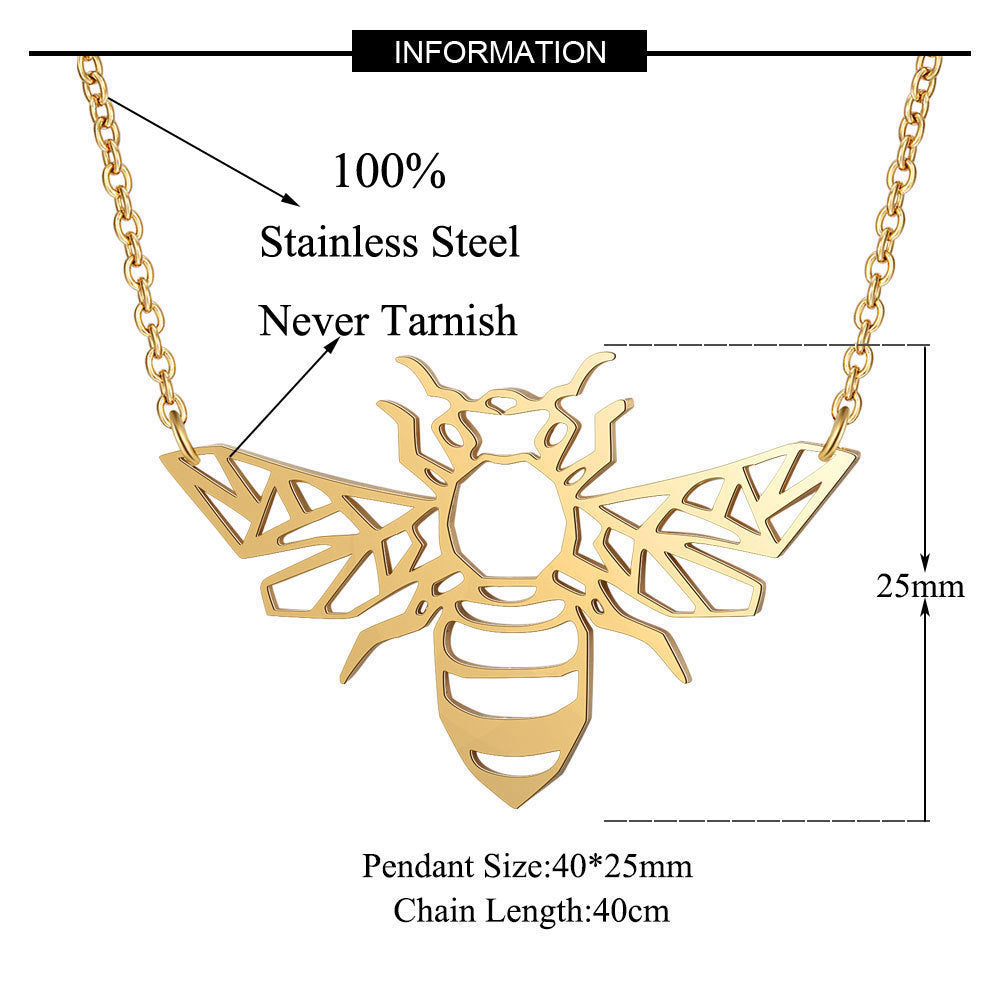 Stainless Steel Bee Pendant Necklace