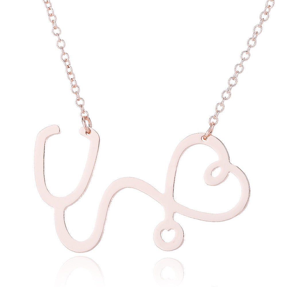 Stethoscope Pendant Heart Shape Pendant Nurse Medical Necklace