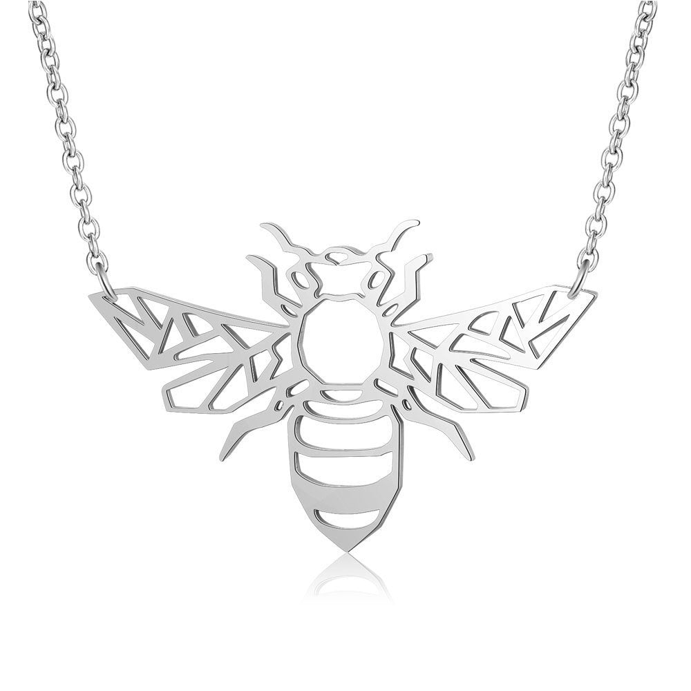 Stainless Steel Bee Pendant Necklace