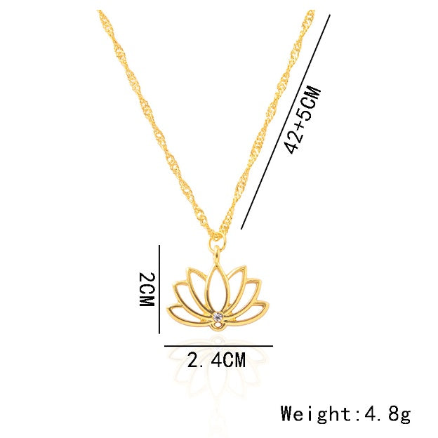 Necklace Ornament Fashion Simple Lotus Hollow Pendant Necklace Floral Lucky Pendant