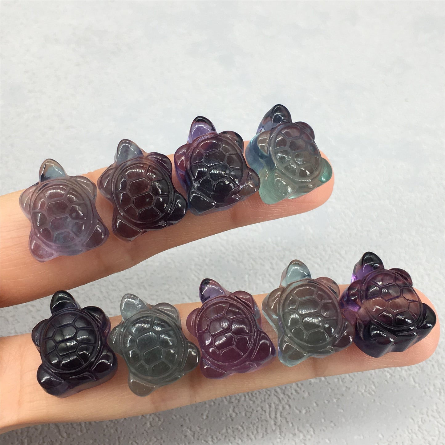 Natural Crystal Carved Fluorite Turtle Figurine