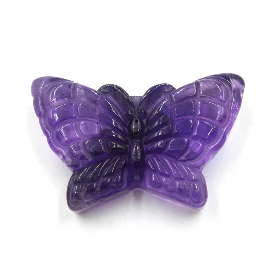 Natural Stone Crystal Carved Butterfly Pendant Crafts Ornaments