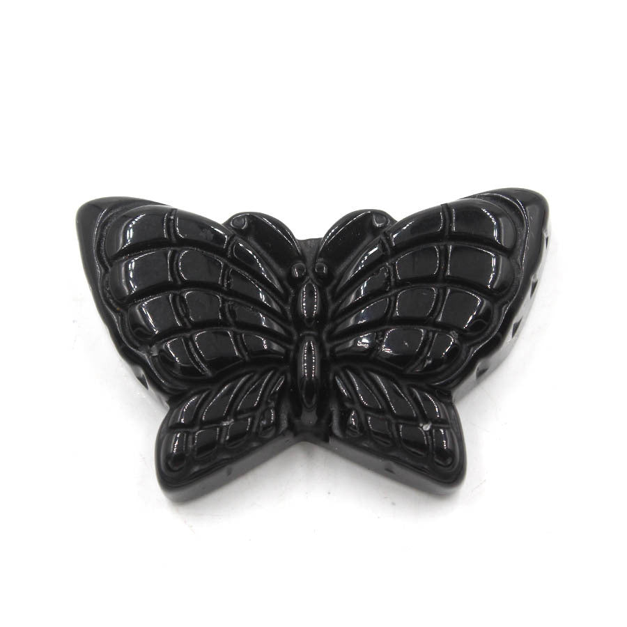 Natural Stone Crystal Carved Butterfly Pendant Crafts Ornaments