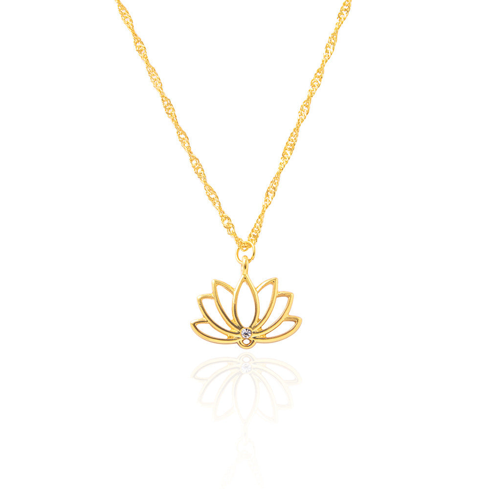 Necklace Ornament Fashion Simple Lotus Hollow Pendant Necklace Floral Lucky Pendant