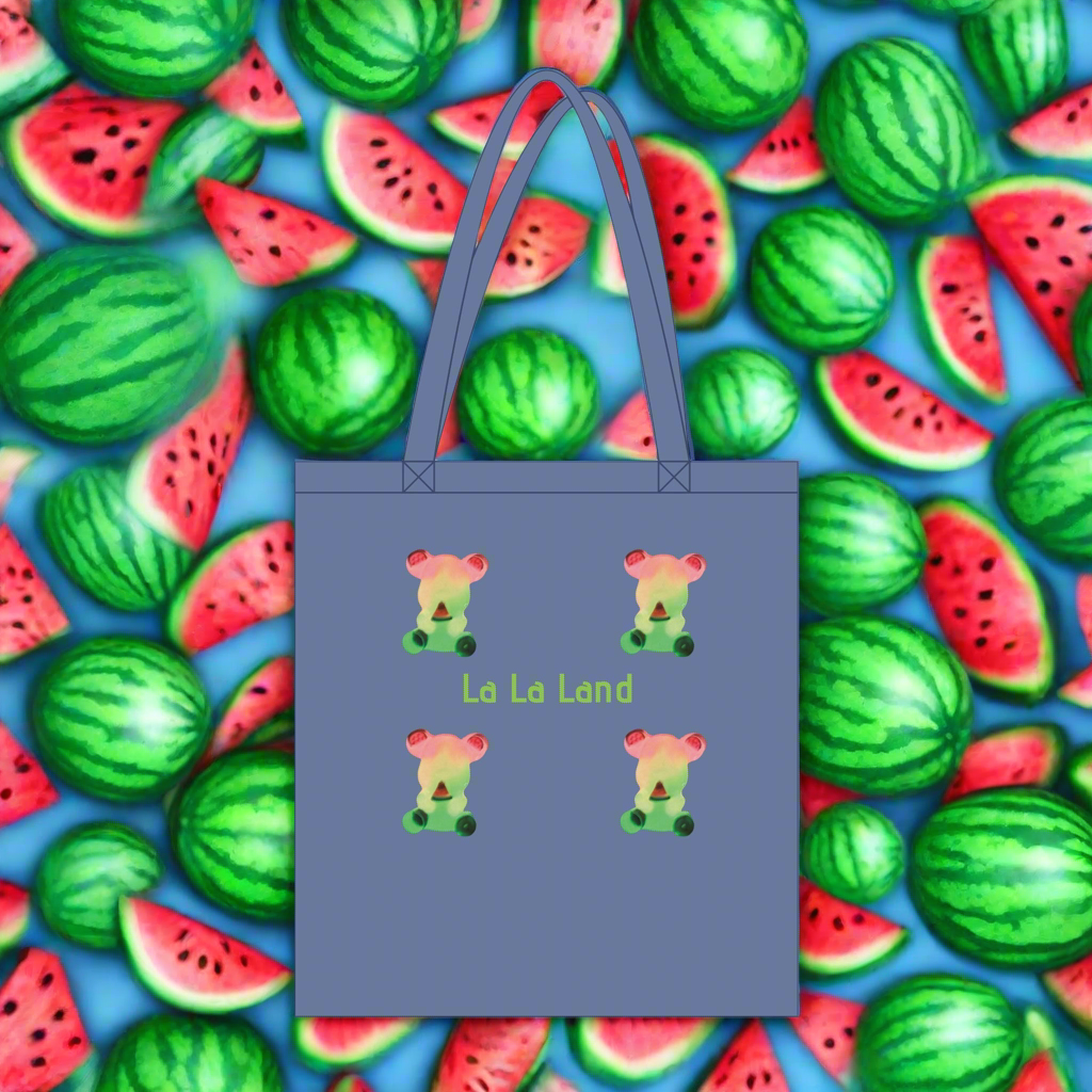 Organic Long Handles Tote Bag Watermelon Bear