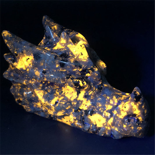 Natural Crystal Carved Flame Stone Dragon