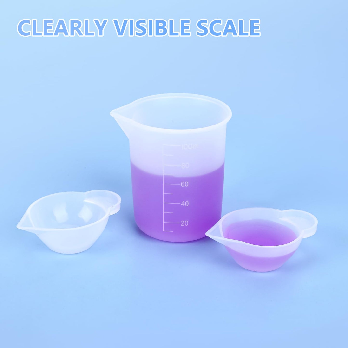 KISREL Silicone Measuring Cups for Resin, Resin Supplies with 600ML+250ML+ 100ML Silicone Cups, Resin Mixing Cups, Silicone Stir Sticks, Epoxy Mixing Cup