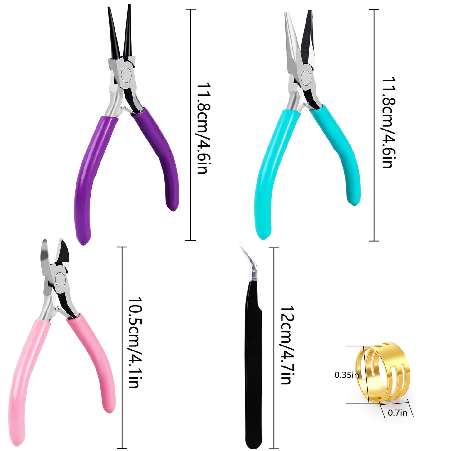 5Pcs Jewelry Pliers Jewelry Making Pliers Tools with Needle Nose Pliers/Round Nose Pliers/Chain Nose Pliers/Bent Nose Pliers/Zipper Pliers Wire Cutters for Wire Wrapping Earring Craft Making Supplies