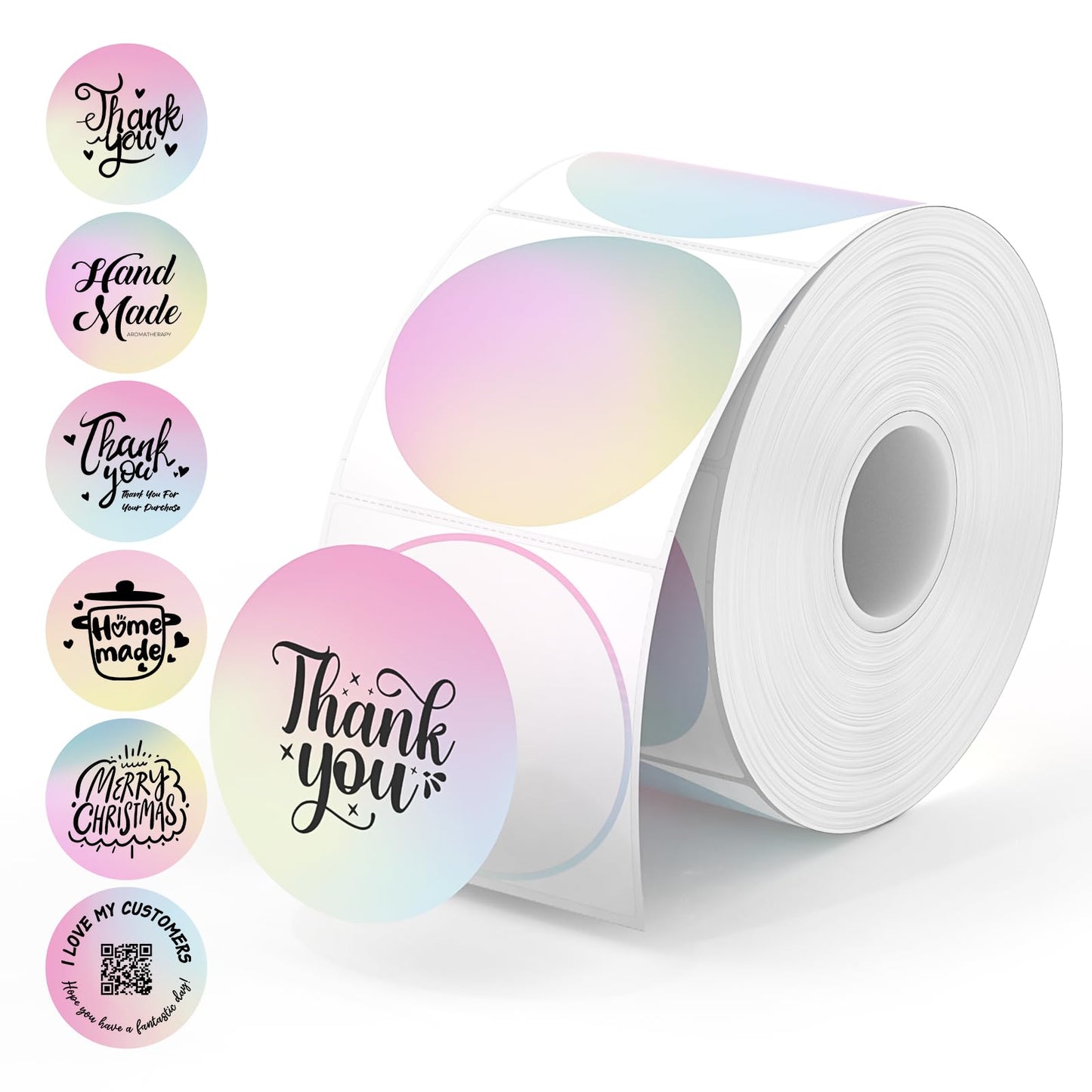 MUNBYN 2 Inch Circle Thermal Sticker Labels, Direct Round Thermal Labels for DIY Logo Design, Small Businesses, Thank You Thermal Stickers, 750 Labels/1 Roll