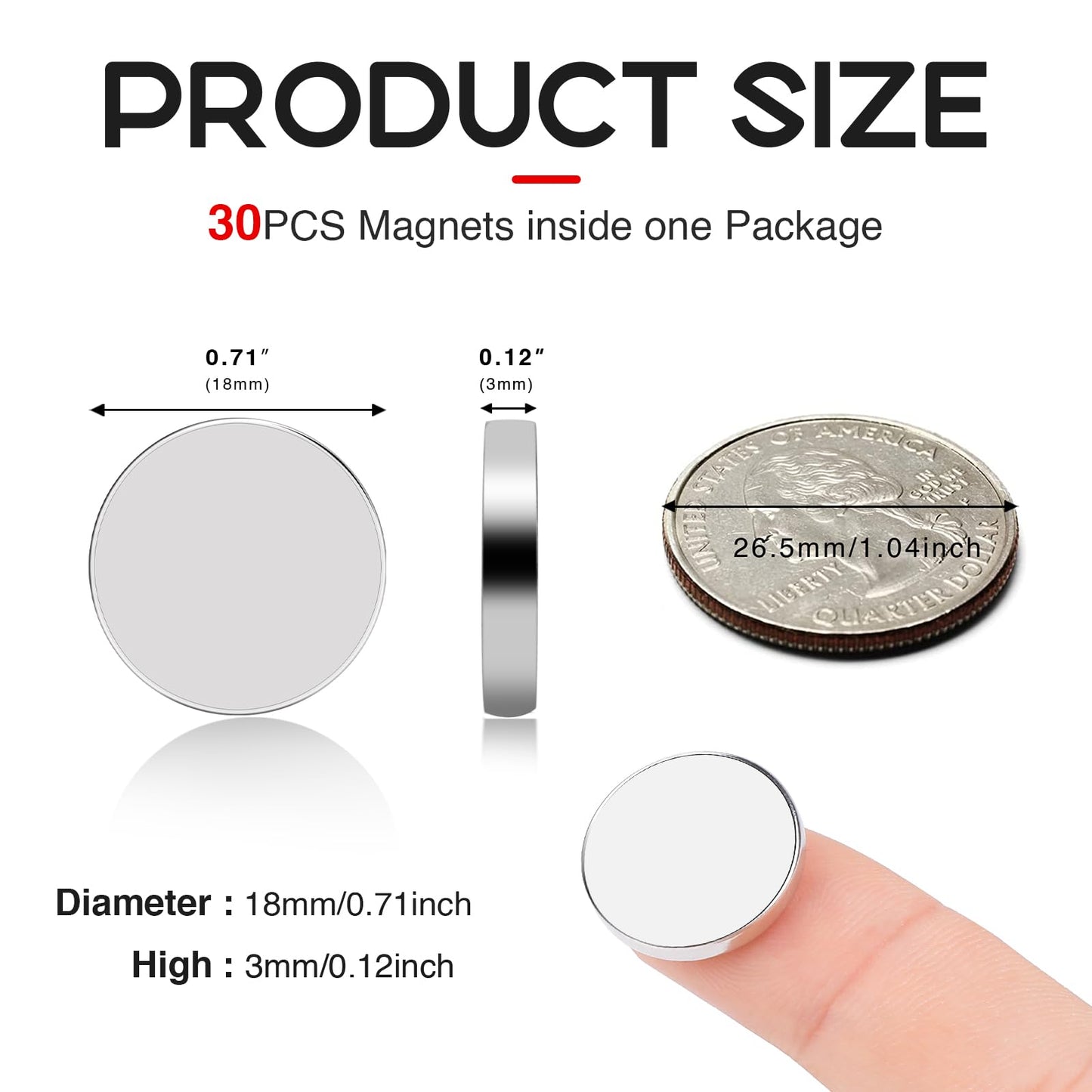 Refrigerator Magnets 50 Pcs, 10x3mm Tiny Round Disc Small, Muti-use Premium Neodymium Fridge Magnets Rare Earth, Whiteboard Magnets for Crafts, DIY, Office, Dry Erase Board.