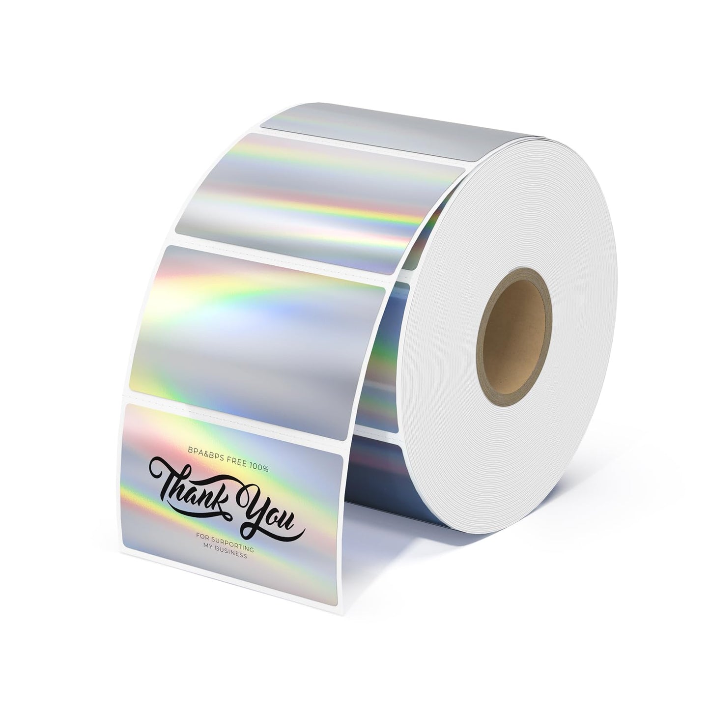 MUNBYN 2" Circle Holographic Thermal Label Stickers, Round Printable Rainbow Glitter Thermal Printer Sticker Labels for Christmas Gift Wrapping, Self-Adhesive Name Price Tag DIY Custom Logo Design