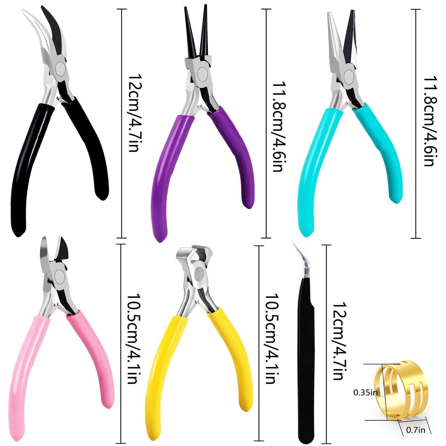 5Pcs Jewelry Pliers Jewelry Making Pliers Tools with Needle Nose Pliers/Round Nose Pliers/Chain Nose Pliers/Bent Nose Pliers/Zipper Pliers Wire Cutters for Wire Wrapping Earring Craft Making Supplies