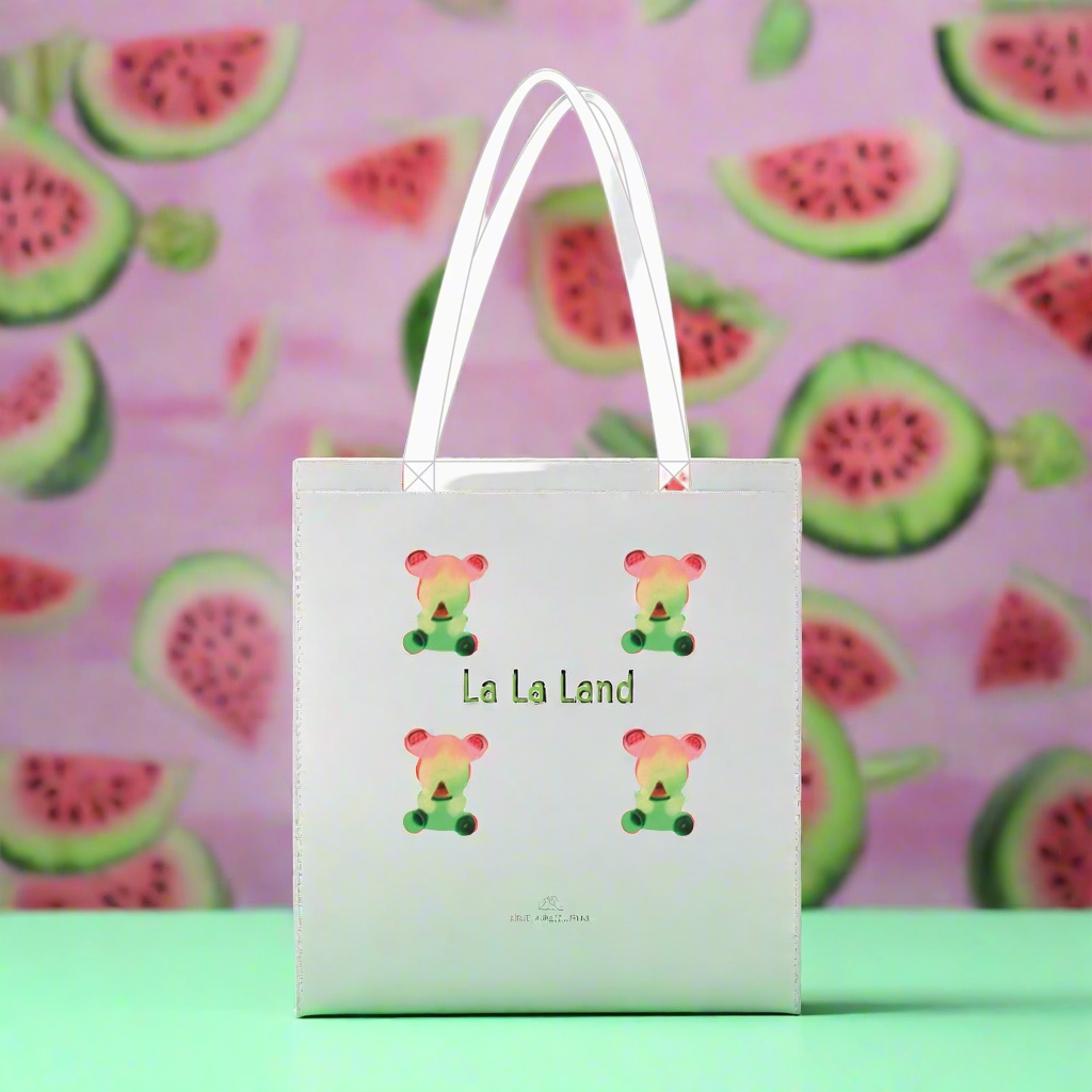 Organic Long Handles Tote Bag Watermelon Bear