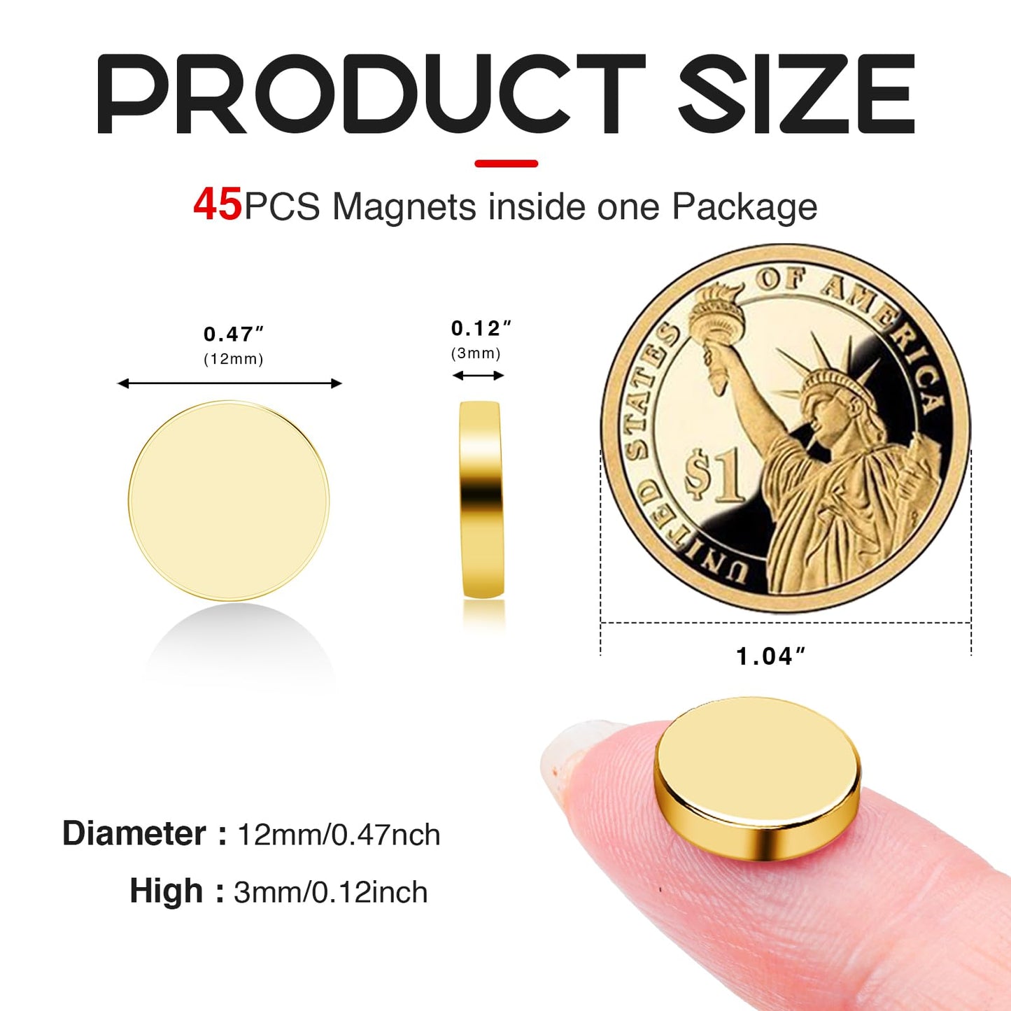 Refrigerator Magnets 50 Pcs, 10x3mm Tiny Round Disc Small, Muti-use Premium Neodymium Fridge Magnets Rare Earth, Whiteboard Magnets for Crafts, DIY, Office, Dry Erase Board.