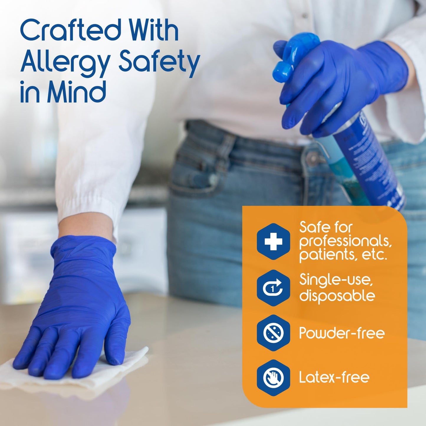 Inspire Nitrile Exam Gloves | The Original Quality Stretch Nitrile Cobalt Blue | 4.5 Gloves Disposable Latex Free Medical EMT