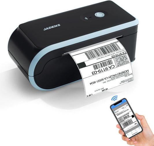 JADENS Bluetooth Thermal Label Printer, Wireless Label Printer with Built-in Paper Bin, Compatible with iOS, Android, Windows, Mac, Chromebook, Widely Used for Etsy, Ebay, Shopify, USPS