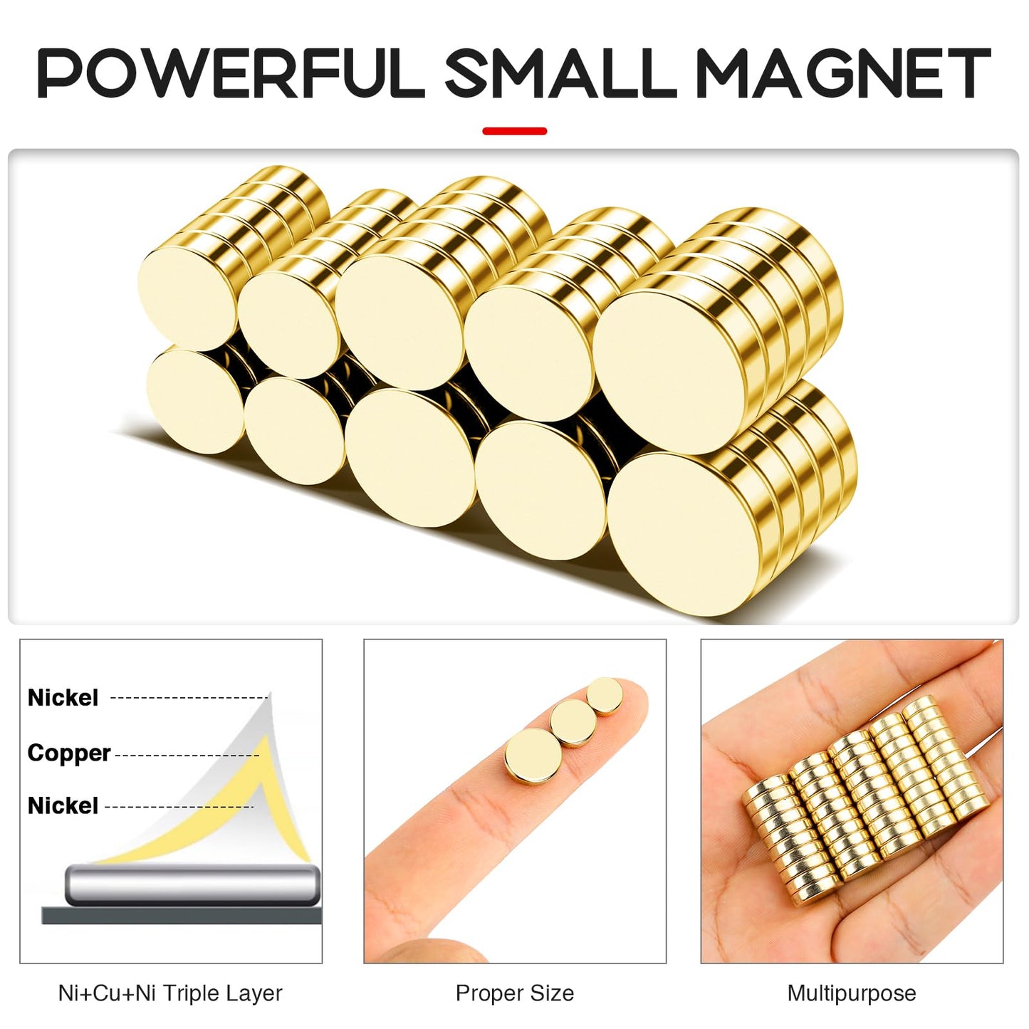 Refrigerator Magnets 50 Pcs, 10x3mm Tiny Round Disc Small, Muti-use Premium Neodymium Fridge Magnets Rare Earth, Whiteboard Magnets for Crafts, DIY, Office, Dry Erase Board.