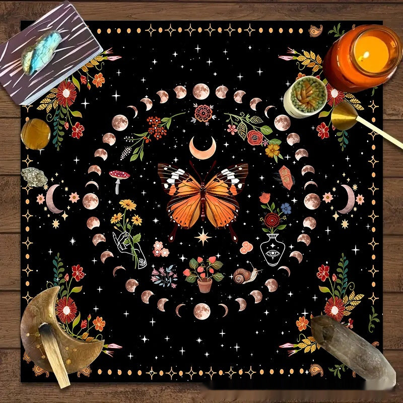 Flower Butterfly Moon Tablecloth Altar Decorative Tablecloth