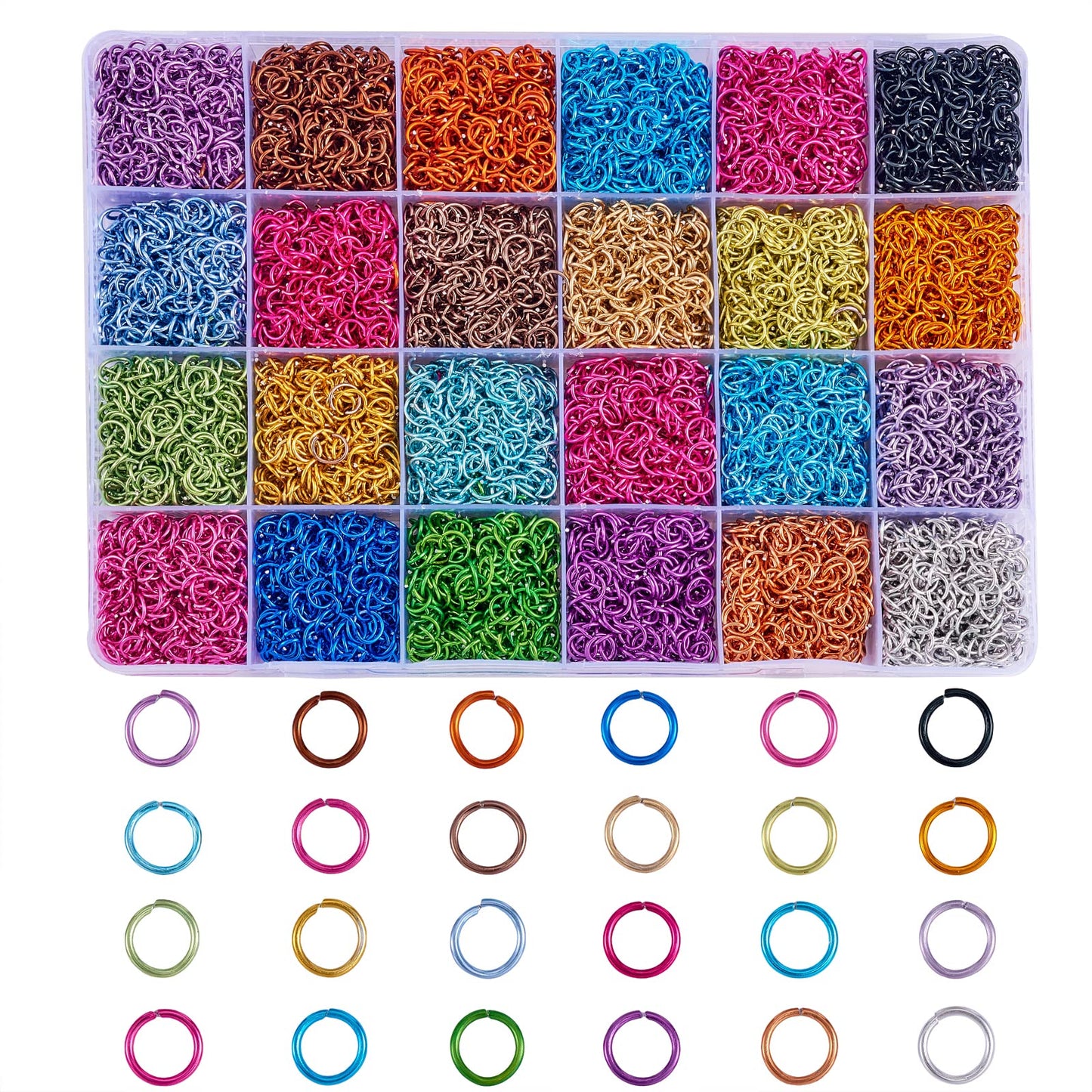 2040Pcs 24 Colors Aluminum Jump Ring 10MM Jewelry Jump Ring O Shape Colored Jump Rings for Necklace Bracelet Earrings Charm Jewelry Making Supplies(85Pcs/Color)