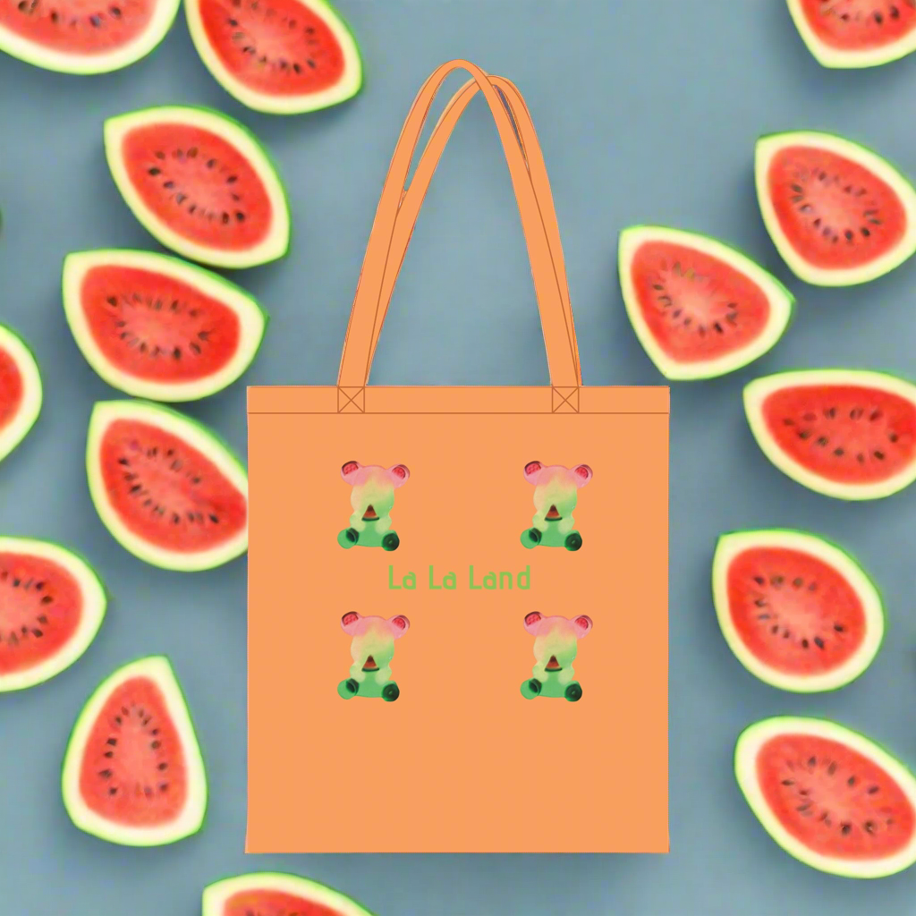 Organic Long Handles Tote Bag Watermelon Bear