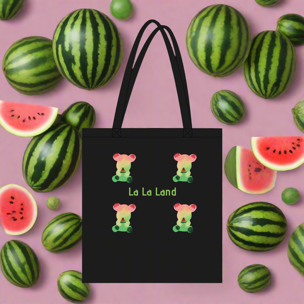 Organic Long Handles Tote Bag Watermelon Bear