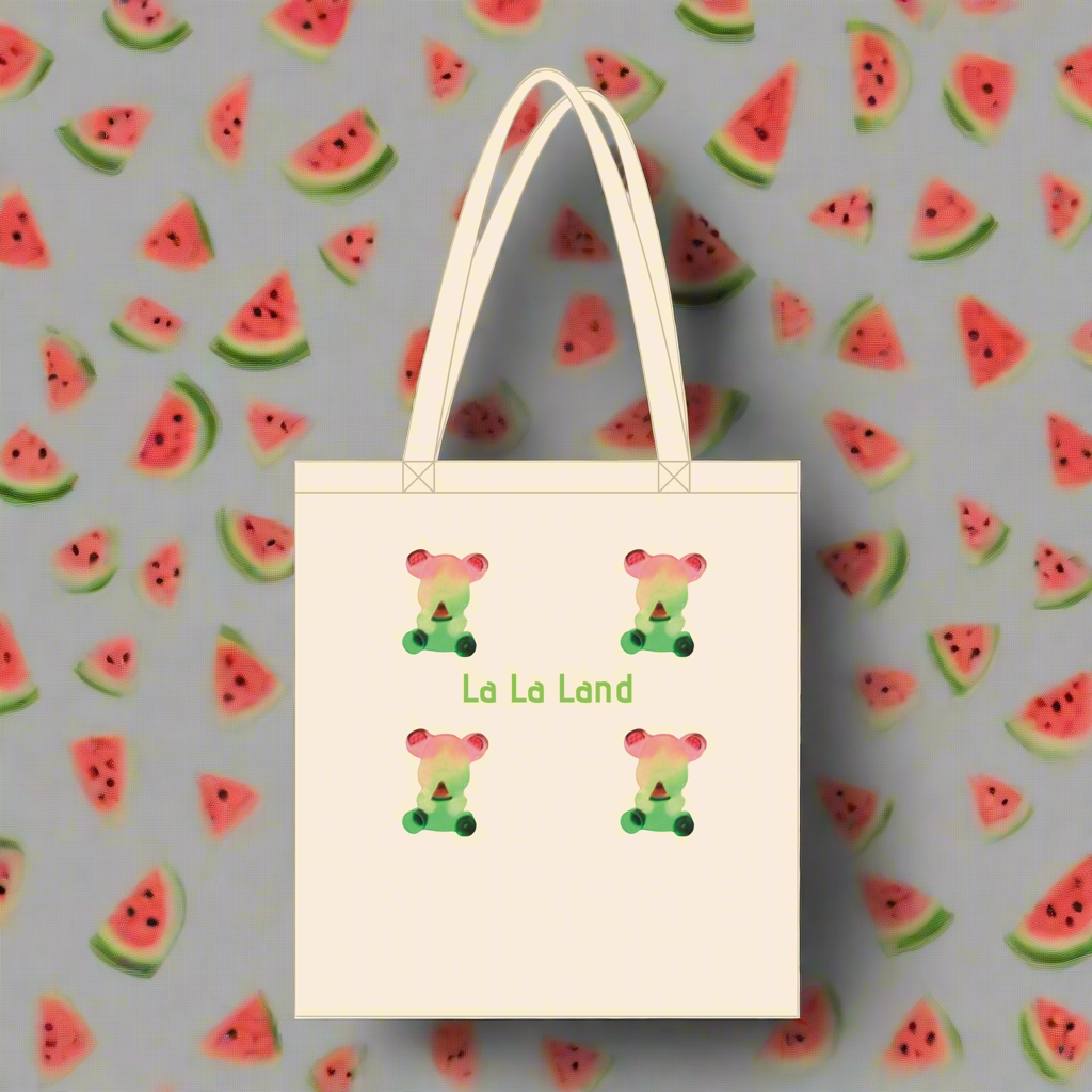 Organic Long Handles Tote Bag Watermelon Bear