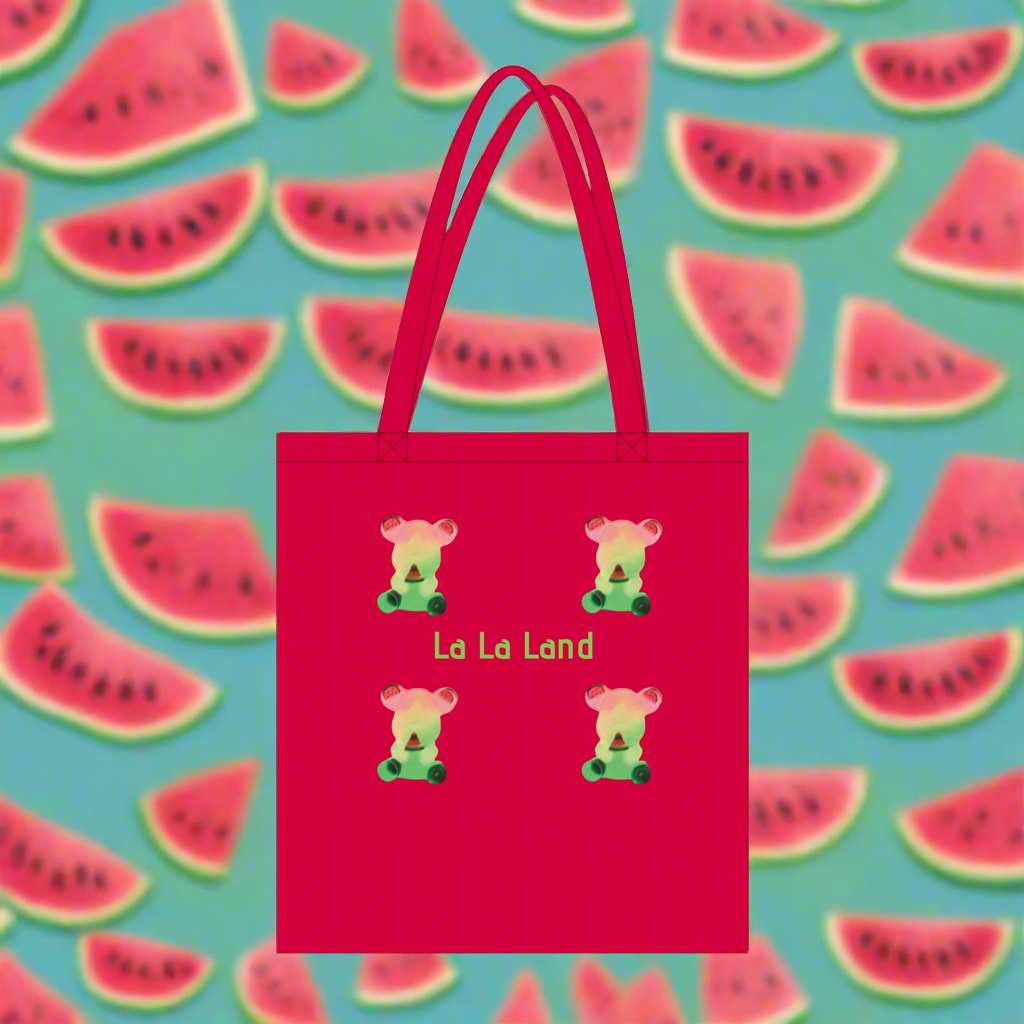 Organic Long Handles Tote Bag Watermelon Bear