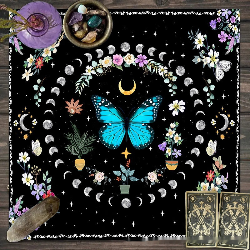 Flower Butterfly Moon Tablecloth Altar Decorative Tablecloth