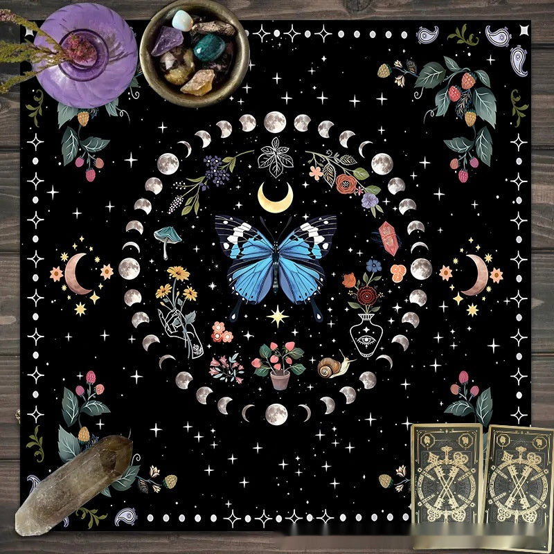 Flower Butterfly Moon Tablecloth Altar Decorative Tablecloth